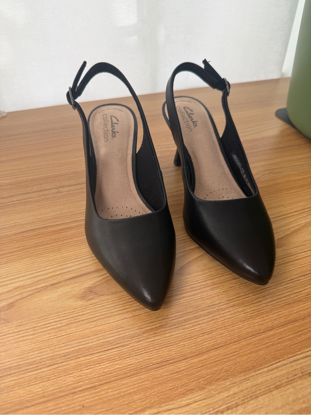 Clarks Black Pointed-Toe Slingback Heels